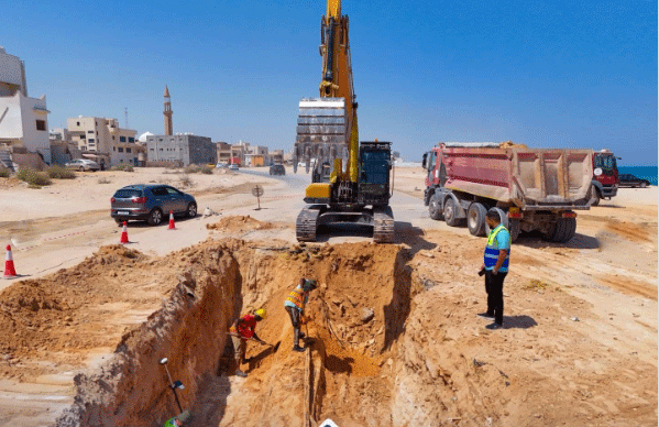 تقدم أعمال البنية التحتية للمرحلة السابعة من مشروع الطريق البحري في حي الأندلس